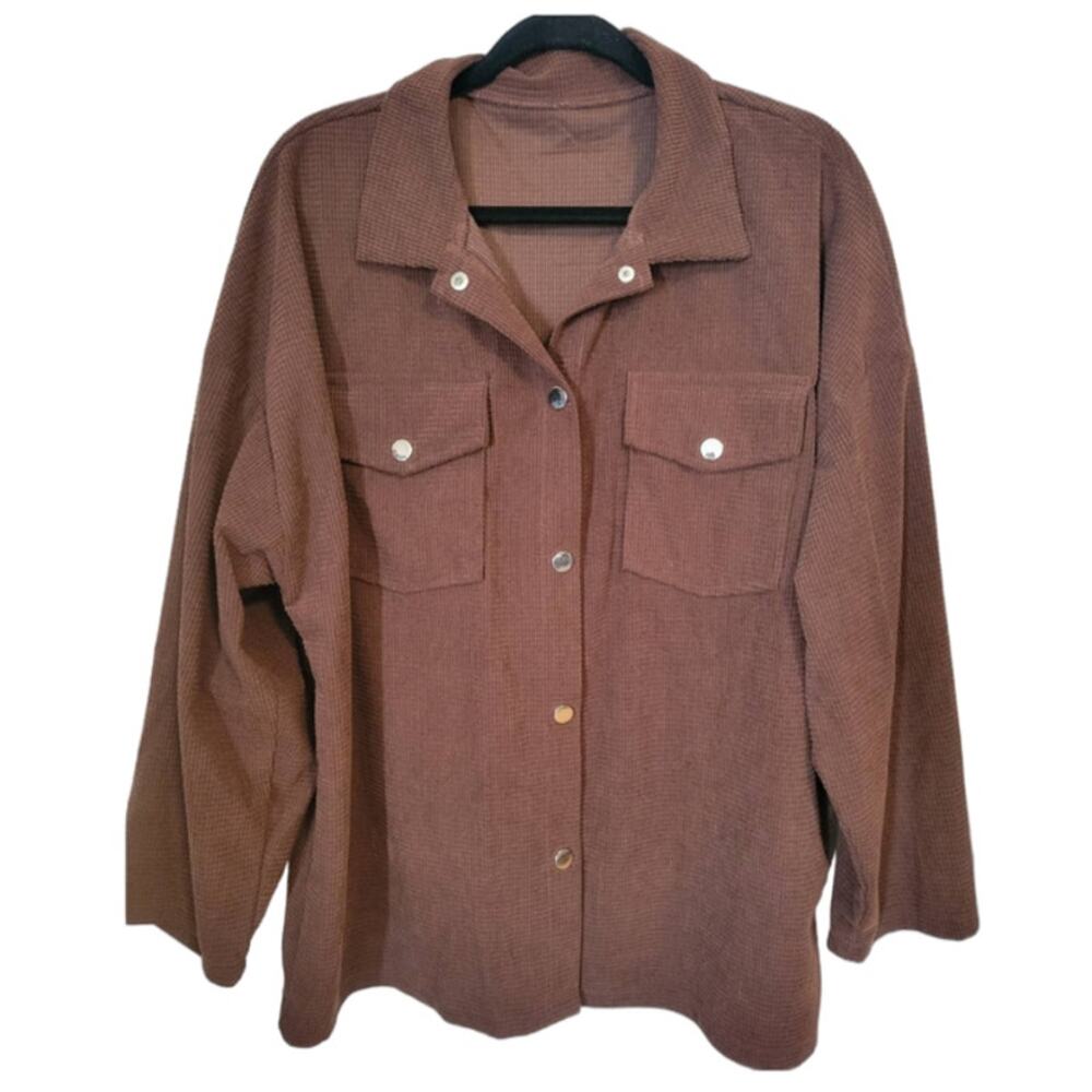 SHEIN Women's XL Oversize Jacket Shacket Brown Button Up